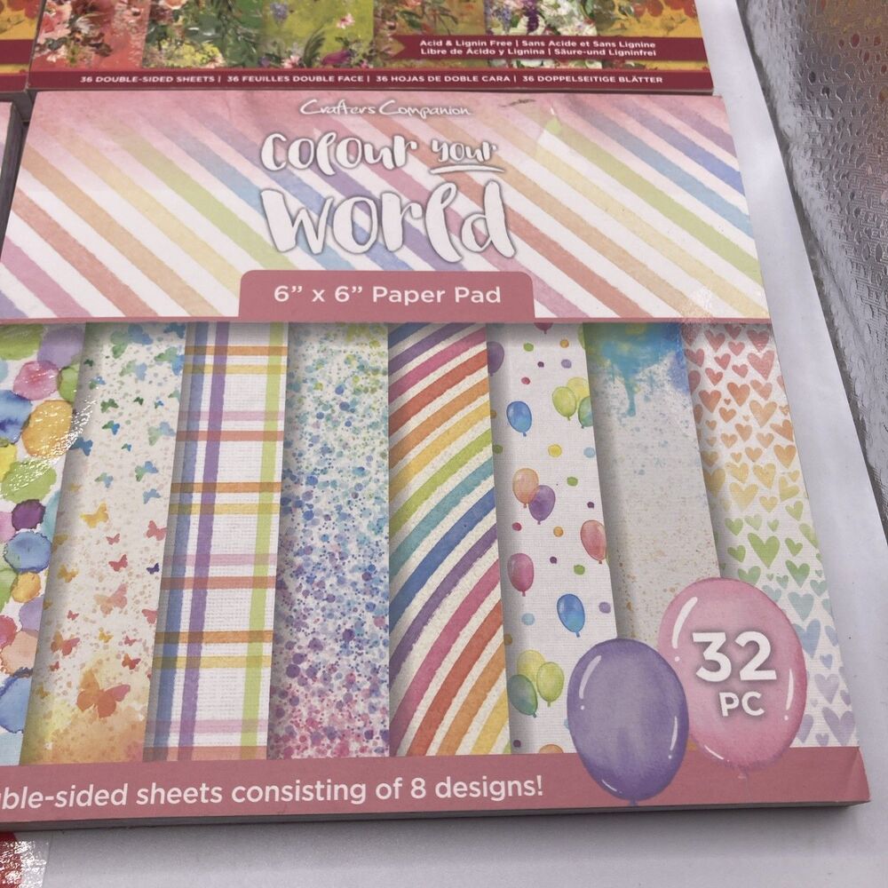 Crafters Companion Paper Pad Cardstock Flowers Party 6”x6” - Picture 2 of 6